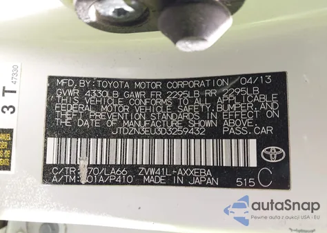 2013 Toyota Prius V Five from USA, damaged, VIN JTDZN3EU3D3259432